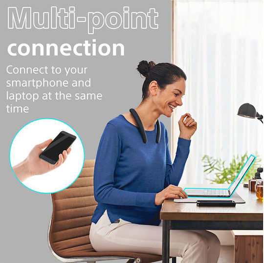Sony Neckband Ηχείο Bluetooth με Διάρκεια Μπαταρίας έως 20 ώρες Μαύρο