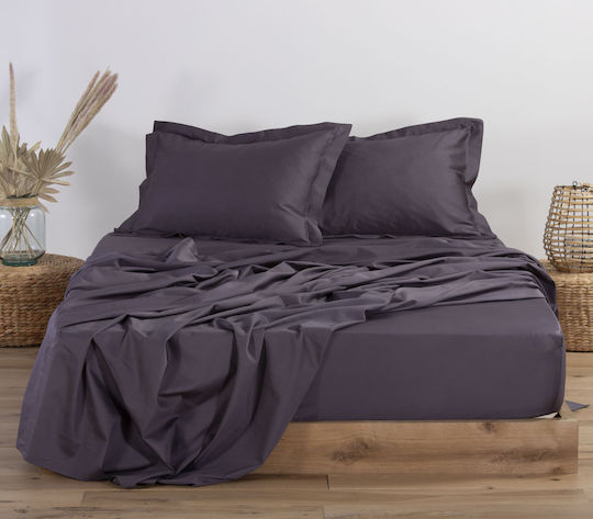 Nef-Nef Homeware Sheet Super-Double with Elastic 160x200+35cm. Elements Anthracite