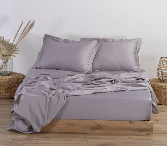Nef-Nef Homeware Elements Σεντόνι King Size με Λάστιχο 180x200+35εκ. Grey