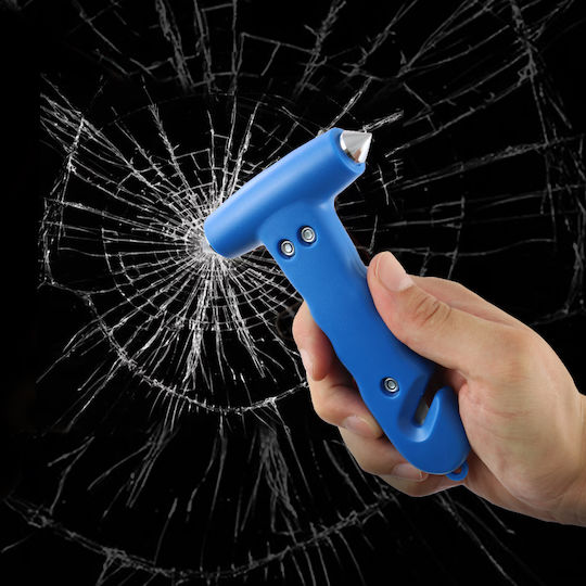 Autoline Car Emergency Hammer with Seatbelt Cutter Blue
