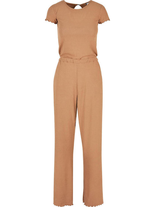 Damen Kurzärmelig Einteiler Anzug Dark Taupe