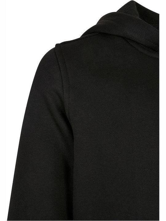 Fleece Kinder-Sweatshirt Strickjacke mit Kapuze und Taschen Schwarz
