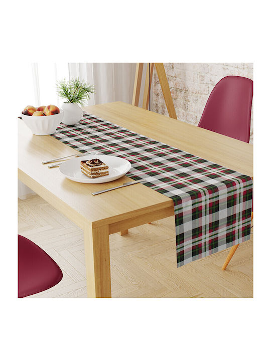 Dimcol Tartan Cotton & Polyester Stain Resistant Tablecloth Runner 493 Red / Green 40x180cm