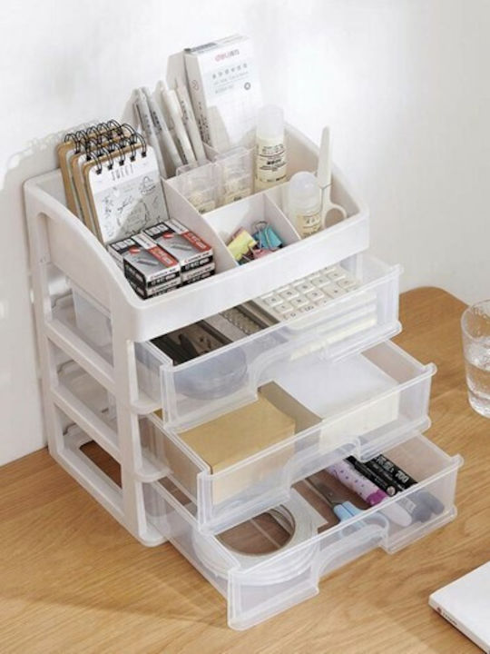 Soulima Organizator Cosmetice Cu 3 Sertare Alb 27x23.5x17cm
