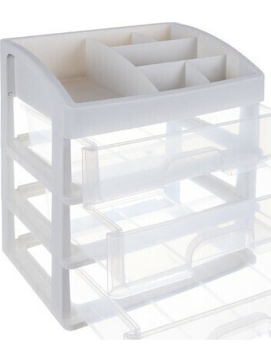 Soulima Organizator Cosmetice Cu 3 Sertare Alb 27x23.5x17cm