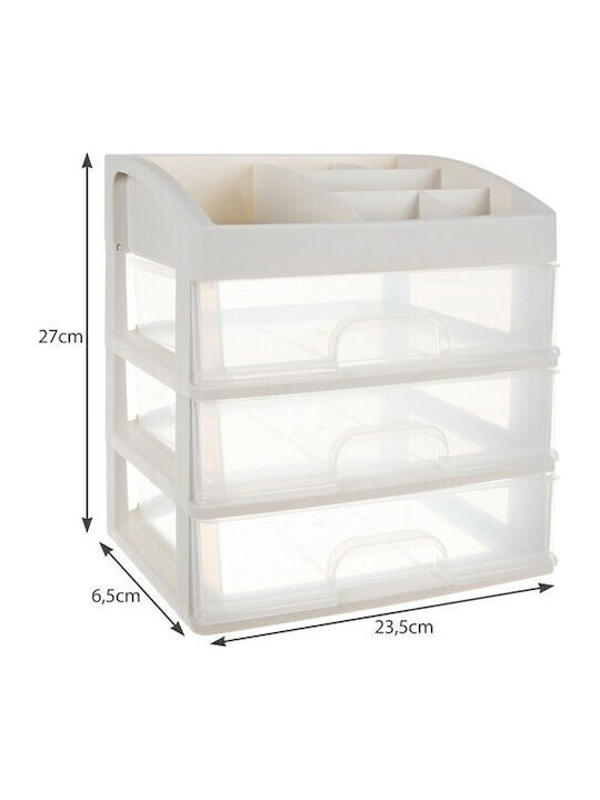 Soulima Organizator Cosmetice Cu 3 Sertare Alb 27x23.5x17cm