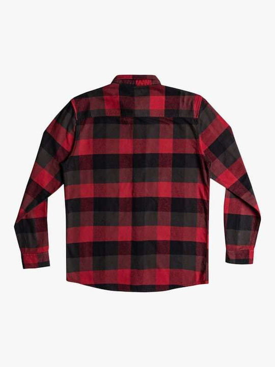 Motherfly Long-sleeved Flannel Shirt Checked Burgundy