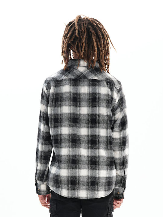 Basehit Men's Shirt Long Sleeve Flannel Checked Black