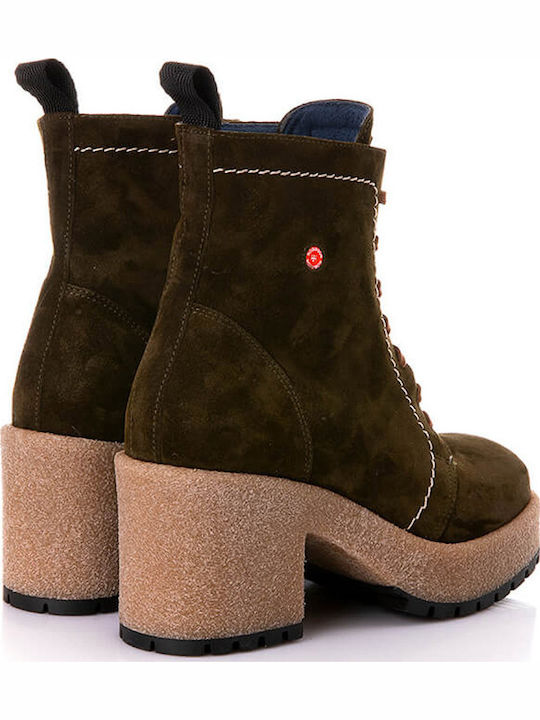 Bocanci de piele pentru femei cu platforme pentru femei cu toc kaki