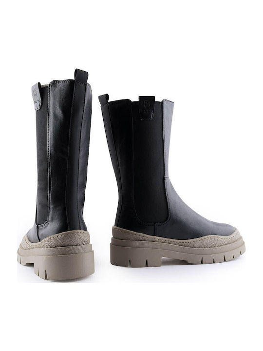 Women's Chelsea Boots with Medium Heel Black/Khaki
