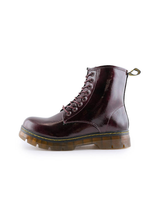 Adam's Shoes Women's Patent Leather Ankle Boots Burgundy