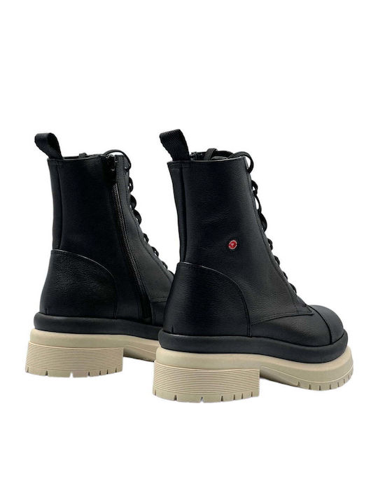 Leder Stiefeletten Damen Schwarz