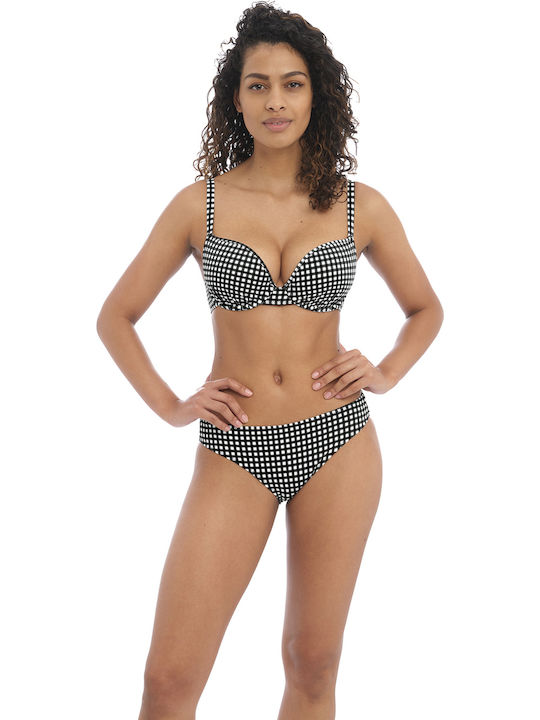 Underwire Bikini Bra with Adjustable Straps White/Black