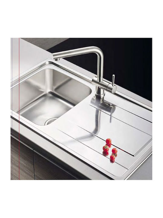 Pyramis Alea 2B 1D 107155101 Drop-In Sink Inox Satin W116xD50cm Silver