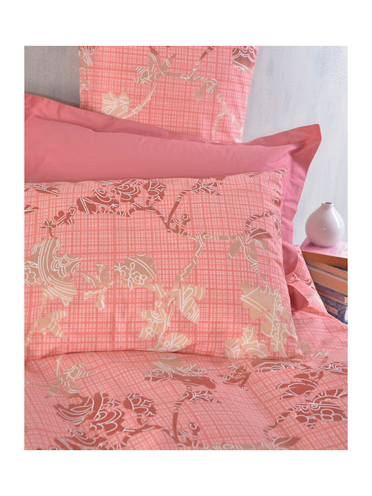 Rythmos Bettbezug-Set Einzelbett mit Kissenbezug 160x250 Doca Pink