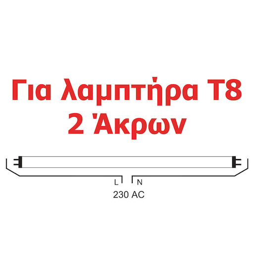 Aca Φωτιστικό Σκαφάκι Δύο Άκρων Εξωτερικού Χώρου με 2 Θέσεις για Λάμπες LED T8 150εκ.