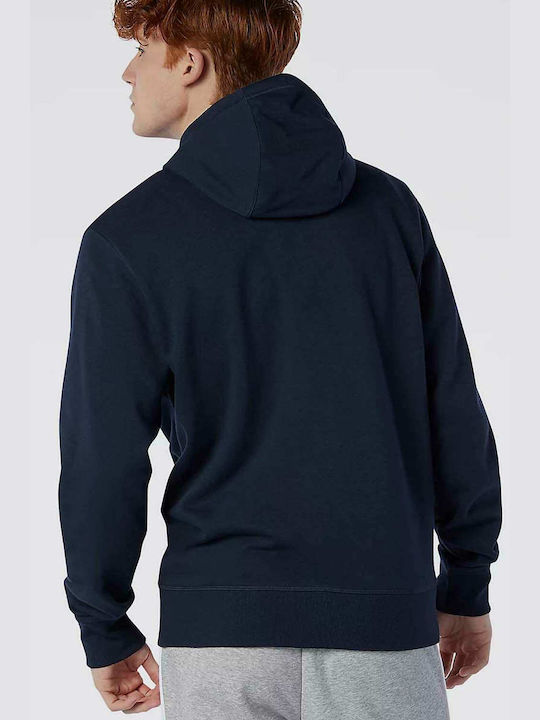 New Balance Essentials Men's Sweatshirt Jacket with Hood and Pockets Navy Blue