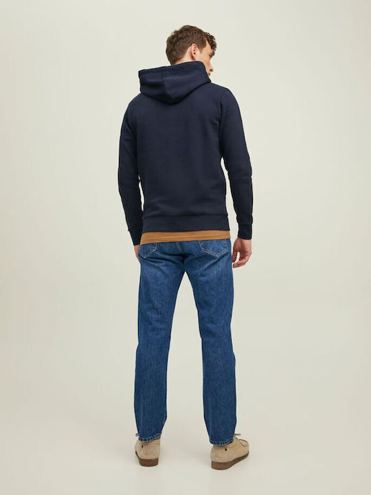 Jack & Jones Men's Sweatshirt with Hood and Pockets Navy Blue