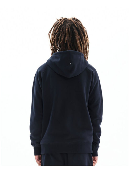 Basehit Men's Sweatshirt Jacket with Hood and Pockets Navy Blue