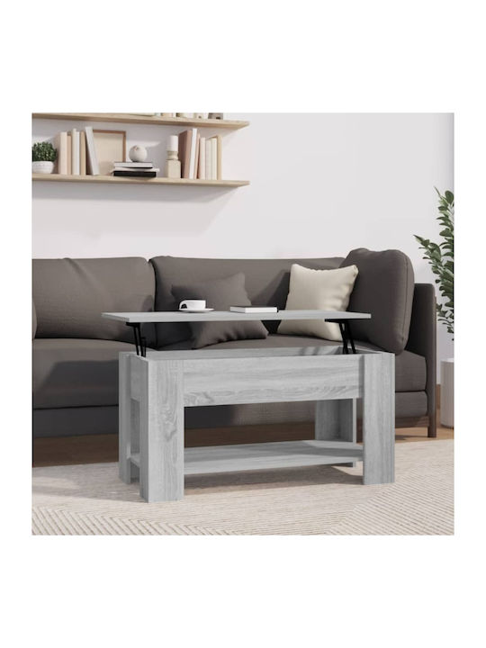 Rectangular Wooden Coffee Table with Lift Top Γκρι Sonoma L101xW49xH52cm