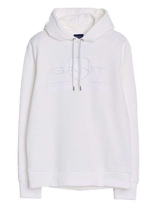 Archive Shield Sweatshirt with Hood White