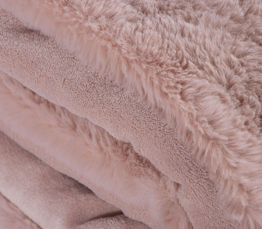 Nef-Nef Homeware Warmer Furry Blanket Super Double 240x220cm Pink
