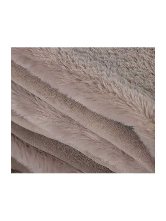 Nef-Nef Homeware Warmer Furry Double Bed Blanket 240x220cm Beige