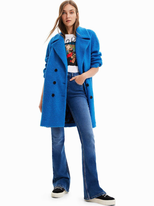 London Women's Blue Coat with Buttons