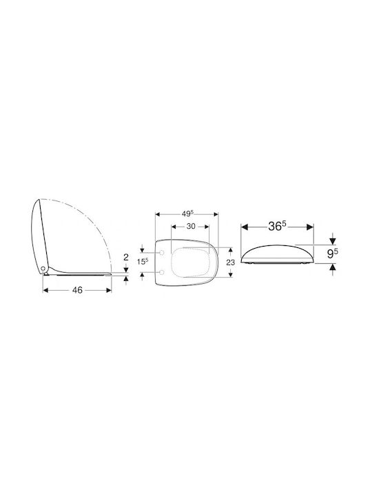 Geberit Citterio Καπάκι Λεκάνης Soft Close Πλαστικό 49.5x36.5cm Λευκό