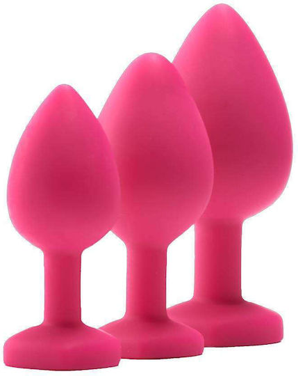 Dream Toys Flirts Jewel Πρωκτικές Σφήνες Σετ Ροζ Διάφανο 3τμχ