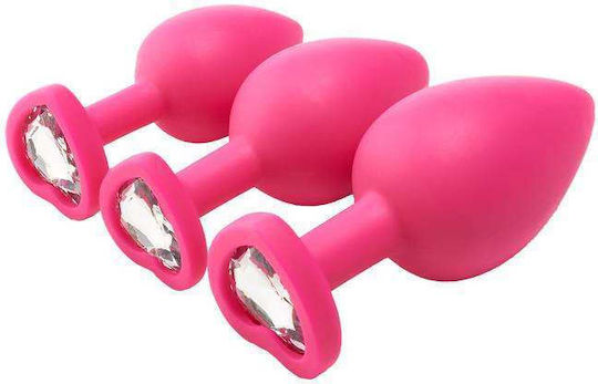 Dream Toys Flirts Jewel Πρωκτικές Σφήνες Σετ Ροζ Διάφανο 3τμχ