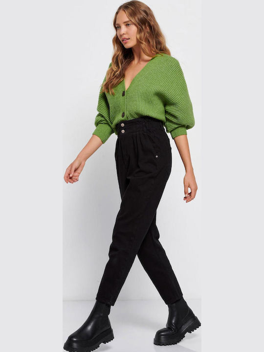 High Waist Women's Jeans Pants in Loose Fit FBL006-160-02 Black
