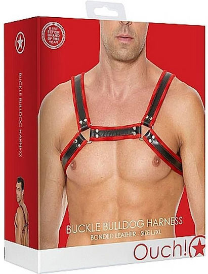Shots Ouch! Buckle Bulldog Harness Black / Red
