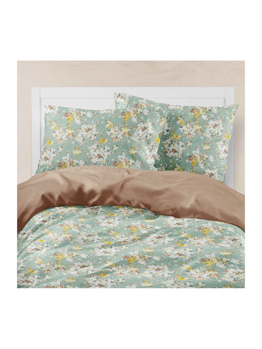 Borea Lilybelle Super Double Cotton Duvet Cover 220x240 Λαδί