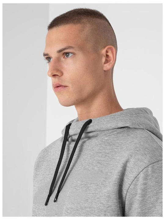 4F Herren Sweatshirt mit Kapuze und Taschen Gray