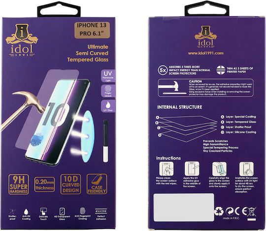 Idol 1991 10D UV with Glue-tool Finger Unlock 0.20mm Full Glue Full Face Tempered Glass (iPhone 17e / 16e / 14 / 13 / 13 Pro) 8322495