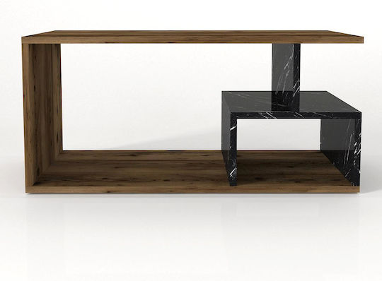 Rectangular Central Coffee Table Drake Wooden Walnut / Black M90xW54xH42cm
