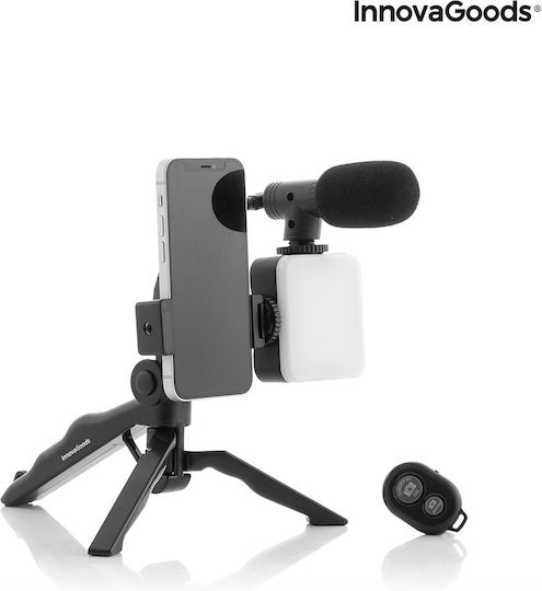 InnovaGoods Selfie Stick Τρίποδο Κινητού Bluetooth με Φωτισμό Μαύρο