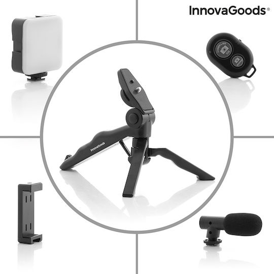 InnovaGoods Selfie Stick Τρίποδο Κινητού Bluetooth με Φωτισμό Μαύρο