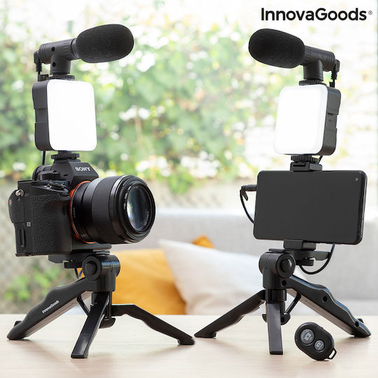 InnovaGoods Selfie Stick Τρίποδο Κινητού Bluetooth με Φωτισμό Μαύρο