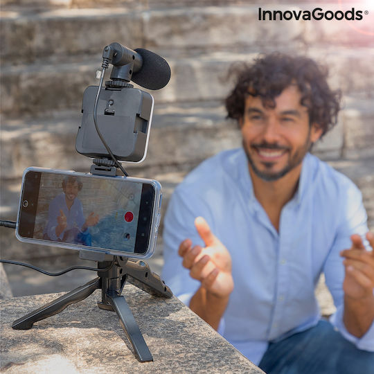 InnovaGoods Selfie Stick Τρίποδο Κινητού Bluetooth με Φωτισμό Μαύρο
