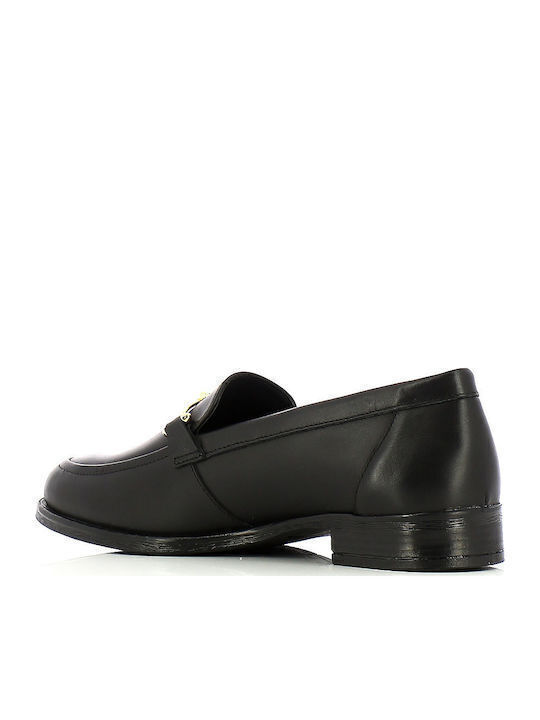Leather Women's Loafers in Black Color