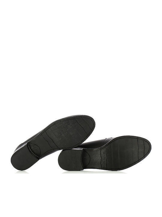 Leather Women's Loafers in Black Color