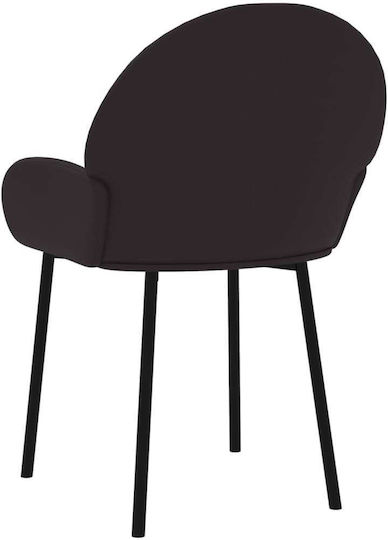 Dining Room Artificial Leather Armchair Black Velvet-Black Metal 58x57x78.5cm 2pcs