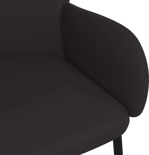 Dining Room Artificial Leather Armchair Black Velvet-Black Metal 58x57x78.5cm 2pcs