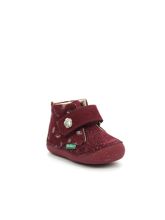 Kickers Sabio Ghete copii cu Velcro Burgundy