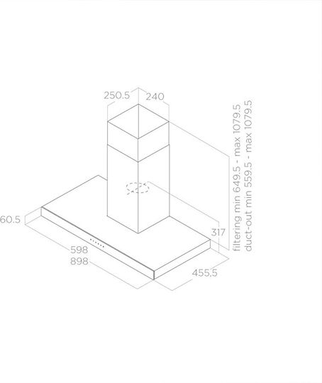 Elica Joy WHIX/A/90 Απορροφητήρας Καμινάδα 90cm Inox