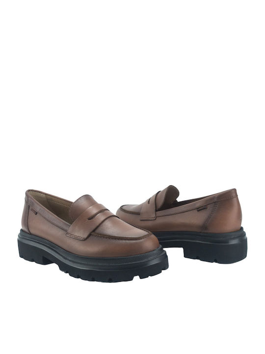 Leather Women's Moccasins in Tabac Brown Color