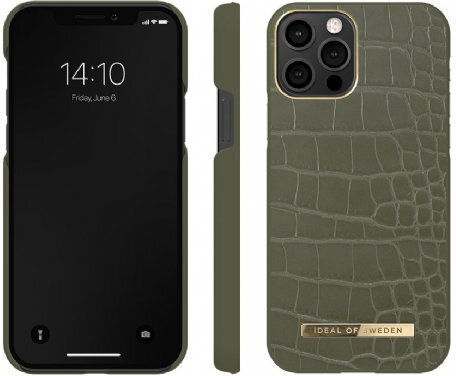 iDeal Of Sweden Atelier Задна корица Изкуствена кожа Khaki Croco (iPhone 12 / 12 Pro)