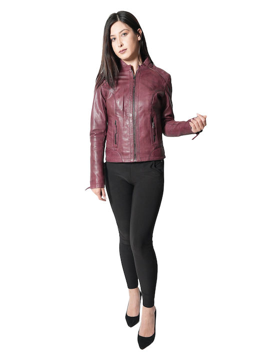 BO-LIMA WOMEN'S LEATHER JACKET BURGUNDY